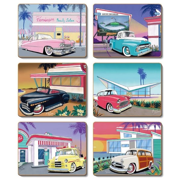 Cinnamon 50's Cool Cork Backed Table Placemats Set 6