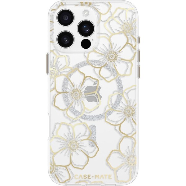 Case-Mate Floral Gems MagSafe Case For Apple iPhone 16 Pro Max Clear/Gold