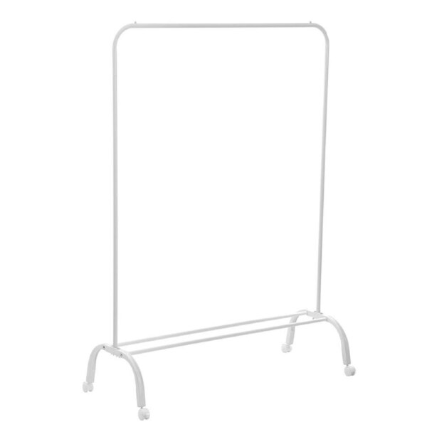 Boxsweden Metal Garment Rack Clothes Storage Stand w/ Wheels 110x154cm White