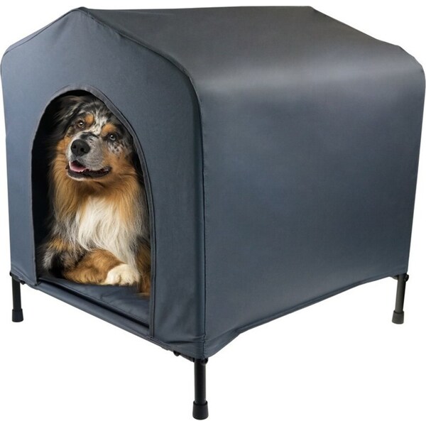 Pawsnclaws 62x63cm Canvas Elevated Dog/Pet House w/ Cushion Medium Black