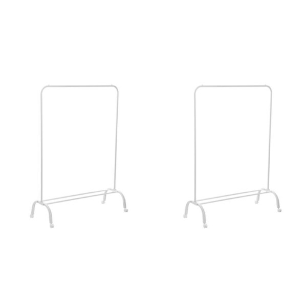 2x Boxsweden Metal Garment Rack Clothes Storage Stand w/ Wheels 110x154cm White