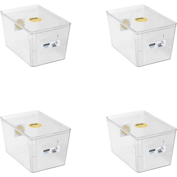 4x Boxsweden Crystal Tidy Box Container Storage Organiser w/ Lid 5.6L/26cm Clear