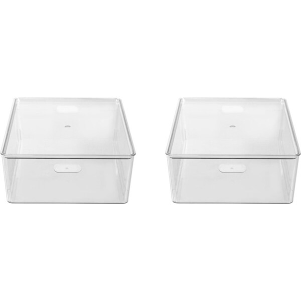 2x Boxsweden Crystal Tidy Box Container Storage Organiser w/ Lid 24L/54cm Clear