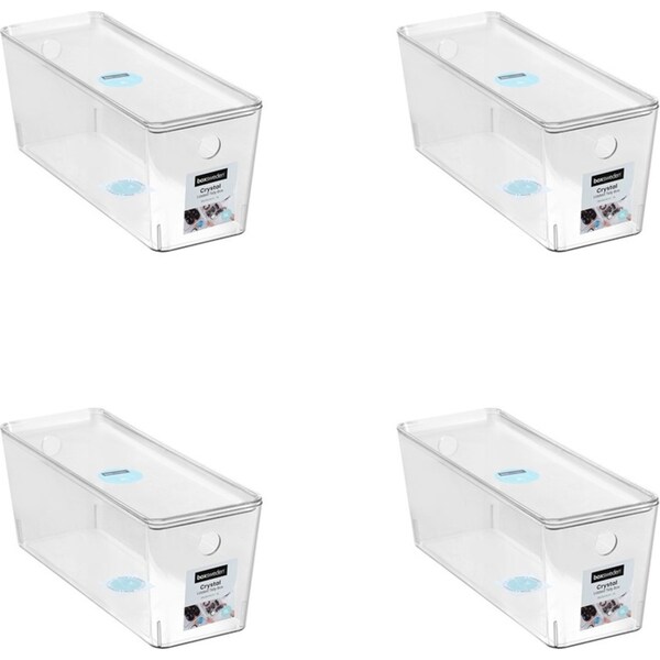 4x Boxsweden Crystal Tidy Box Container Storage Organiser w/ Lid 5L/35cm Clear