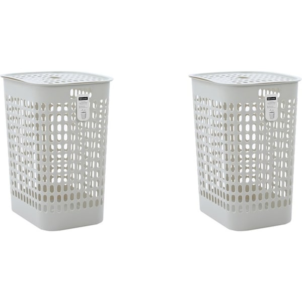 2x Boxsweden 58L Laundry Lidded Basket Hamper Dirty Clothes Storage Large Assort