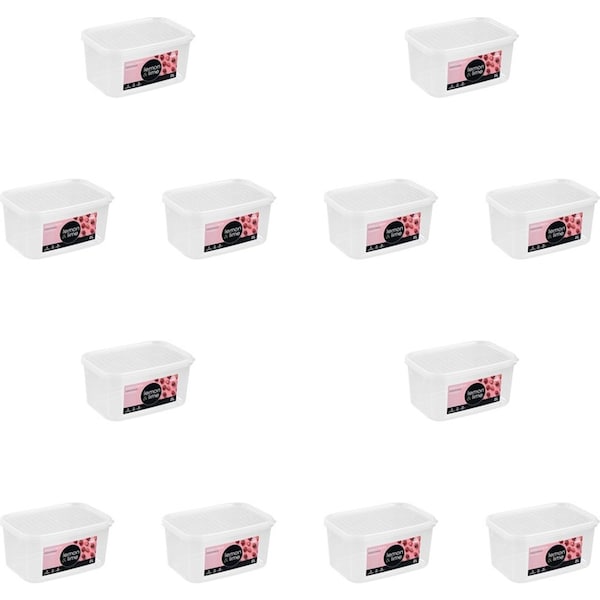 12x Lemon & Lime 2L Rectangle Simple Fresh Food Storage Reusable Container Clear