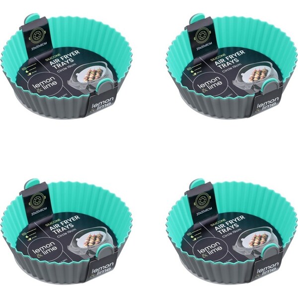 8pc Lemon & Lime Reusable Silicone Baking Air Fryer Tray Round 20x6cm Assort
