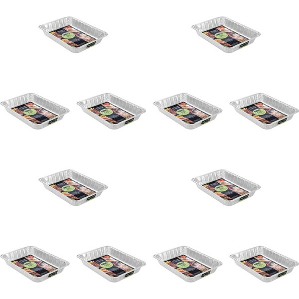 12x Lemon & Lime Foil Oven Baking Tray Container Rectangle Large 45x34cm Silver