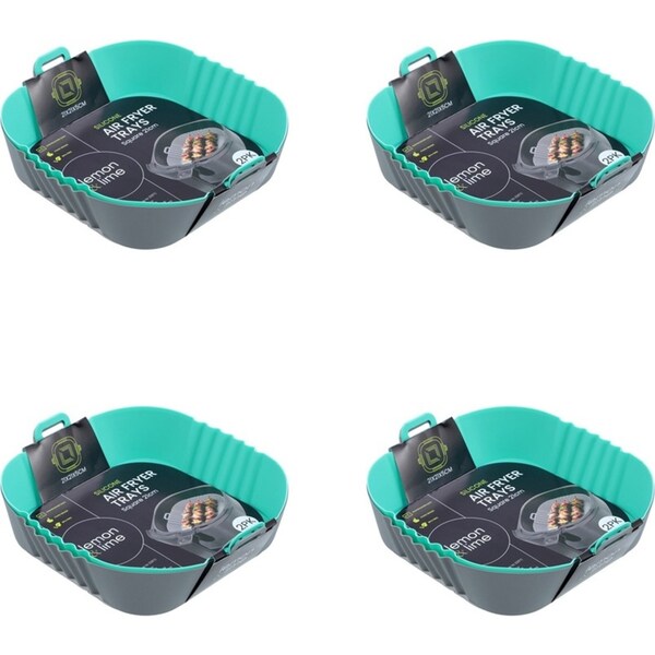 8pc Lemon & Lime Reusable Silicone Baking Air Fryer Tray Square 21x5cm Assort