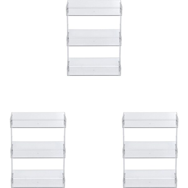 3x Boxsweden 33cm Crystal Shelf 3-Tier Rack/Holder Home Storage Organiser Clear