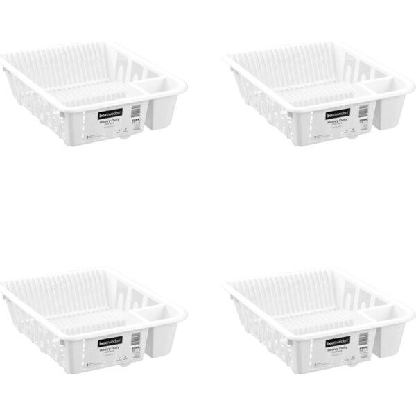 4x Boxsweden 45.5cm Heavy Duty Dish Rack Plate/Bowl Kitchen Organiser White