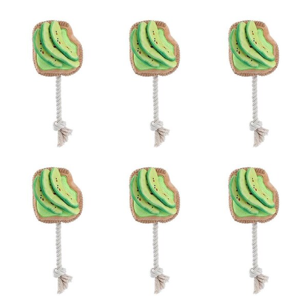 6x Pawsnclaws 25cm Aussie Legends Avo Toast w/ Squeaker Dog/Pet Plush Bite Toy