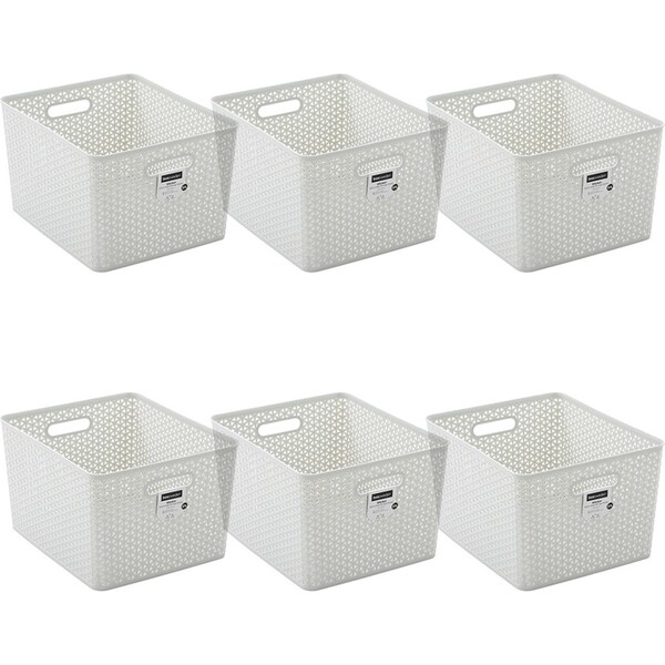 6x Boxsweden Wicker Storage Basket Organiser XL w/ Handle 37L/43cm Assorted