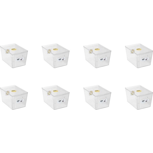 8x Boxsweden Crystal Tidy Box Container Storage Organiser w/ Lid 5.6L/26cm Clear