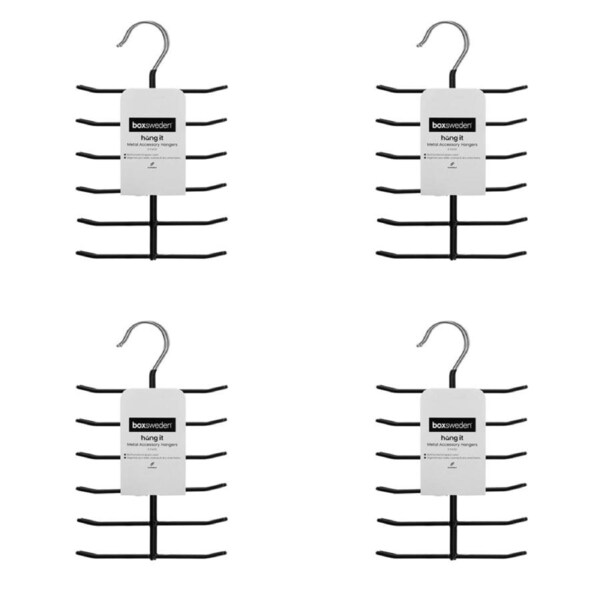 48pc Boxsweden Hangit Metal Accessory Clothes Organiser Hanger 18.5x26cm Black