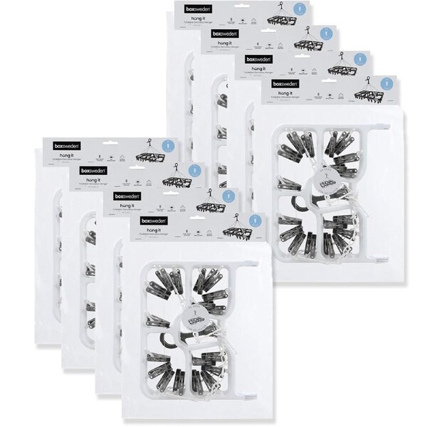 8x Boxsweden Hangit Foldable 36-Pegs Delicates Underwear Hanger 49.5x26cm Asst