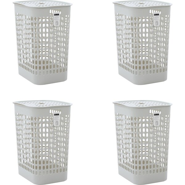 4x Boxsweden 58L Laundry Lidded Basket Hamper Dirty Clothes Storage Large Assort
