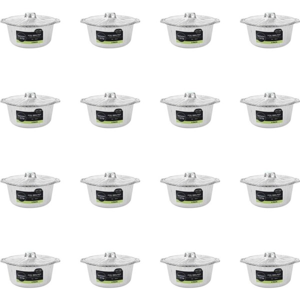 32pc Lemon & Lime 3.8L/29cm Foil BBQ Pot Food Cookware Round w/ Lid Silver