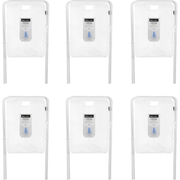 6x Boxsweden Foldaway Laundry Hamper Basket Dirty Clothes Storage 42x64cm White
