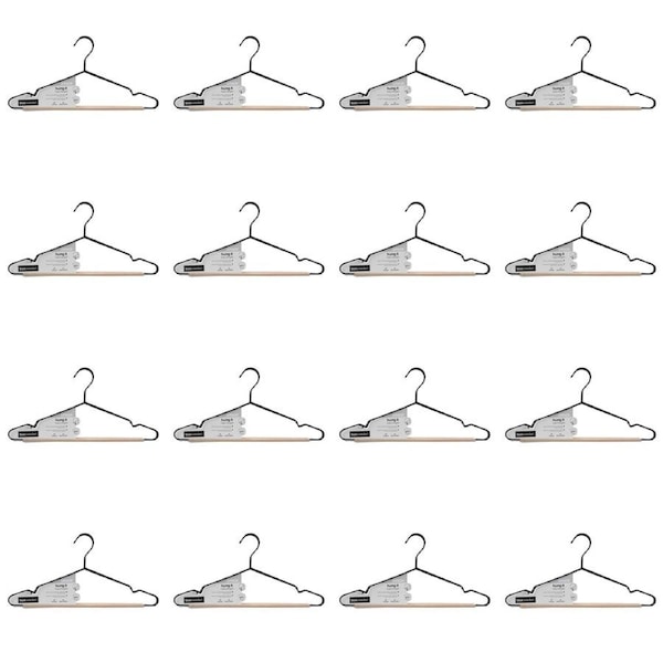 48pc Boxsweden Hangit Toska Metal/Wood Clothes Hanger Organiser 42cm Black