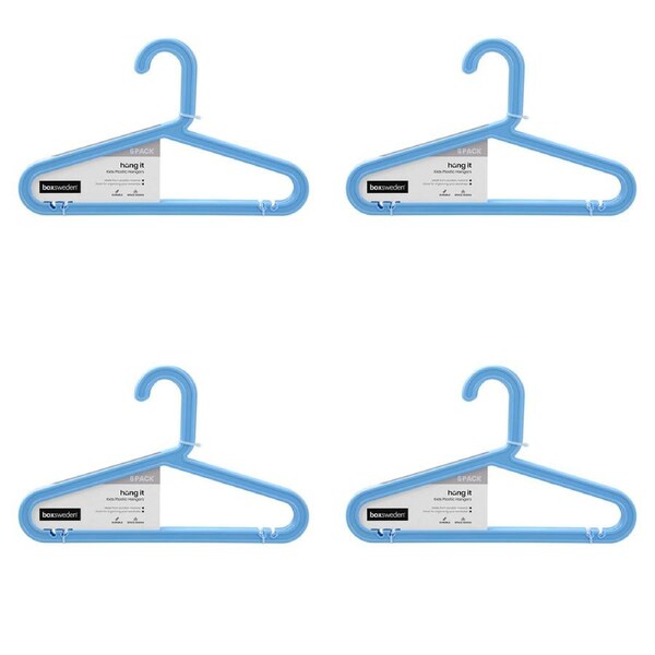 144pc Boxsweden Hangit Kids Strong Plastic Hanger Clothes Home 34cm - Assorted