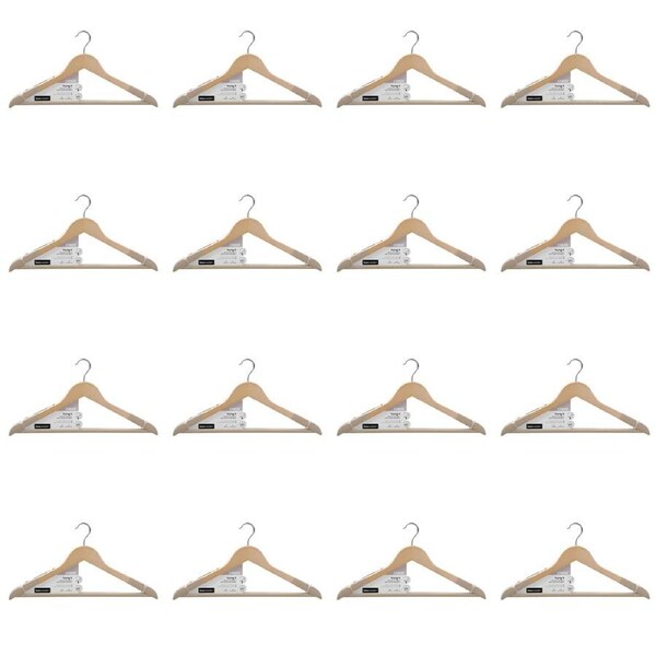 32pc Boxsweden Hangit Wooden Clothes Hanger Organiser 44.5cm w/Velvet Shoulder