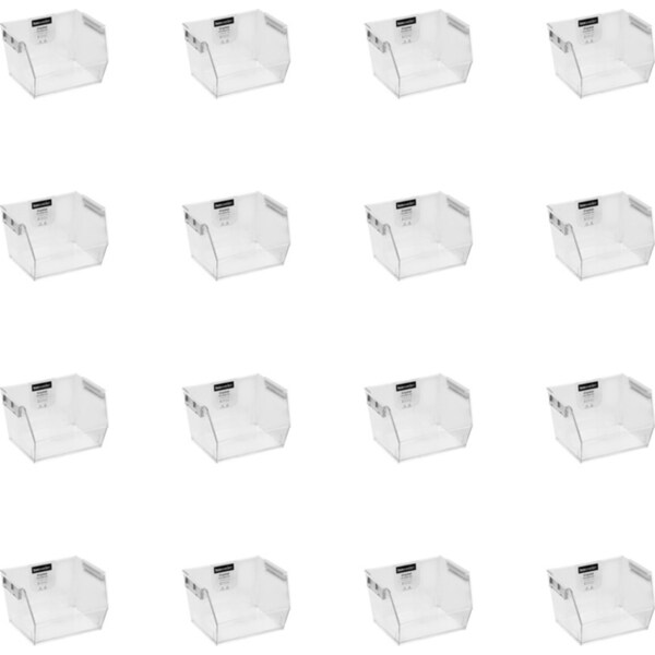 16x Boxsweden 21.5x13cm Crystal Stackable Bin Home/Kitchen Organiser Small Clear