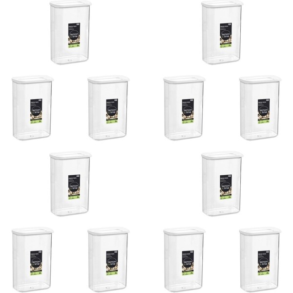 12x Lemon & Lime 2L/22cm Fresh Seal Canister Food/Snack Storage Organiser White