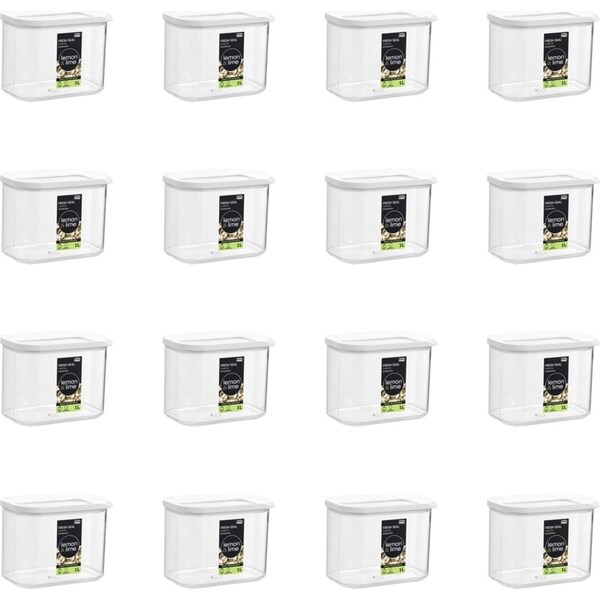 16x Lemon & Lime 1L/14.5cm Fresh Seal Canister Food/Snack Storage White
