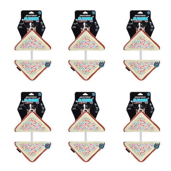 6x Pawsnclaws 23cm Aussie Legends Fairy Bread w/ Squeaker Dog/Pet Plush Toy