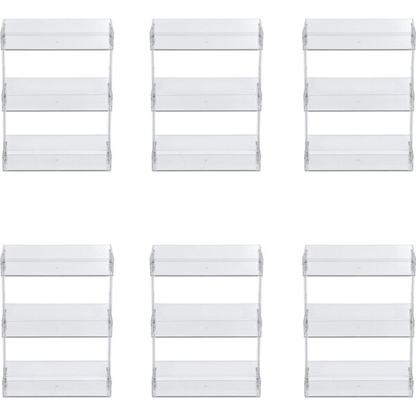 6x Boxsweden 33cm Crystal Shelf 3-Tier Rack/Holder Home Storage Organiser Clear