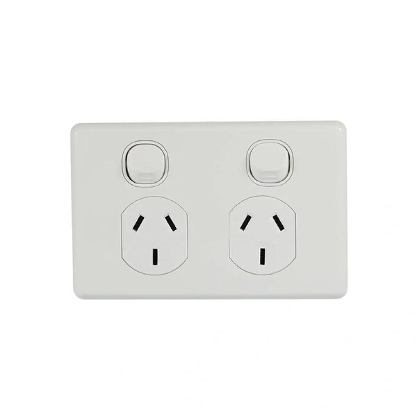 Clipsal Classic C2025S-WE - 10 amp Double Power Point With Safety Shutters - White