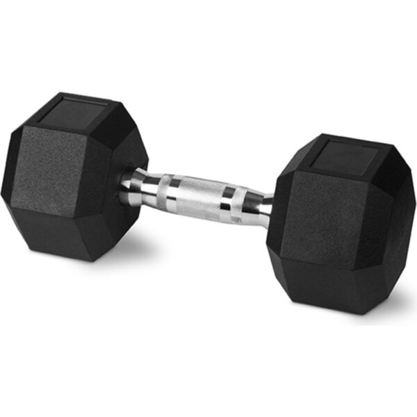 Bodyworx Rubber Hex Dumbbell 15kg Chromed Grip Home Gym Workout