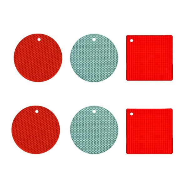 6 Pcs Silicone Multi Purpose Kitchen Heat Pad Insulation Mat