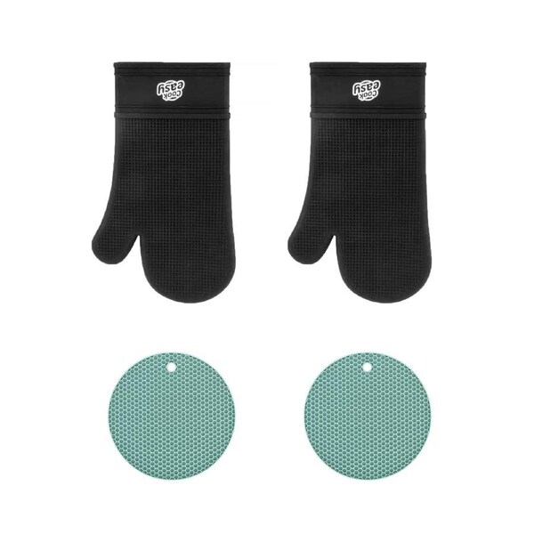 4 Pcs Silicone Oven Mitt and Multi Purpose Kitchen Heat Pad Insulation Mat