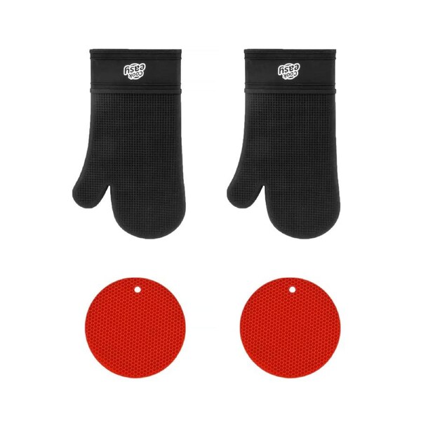 4 Pcs Silicone Oven Mitt and Multi Purpose Kitchen Heat Pad Insulation Mat
