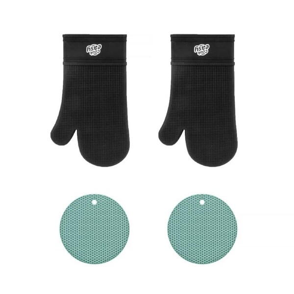 4 Pcs Silicone Oven Mitt and Multi Purpose Kitchen Heat Pad Insulation Mat