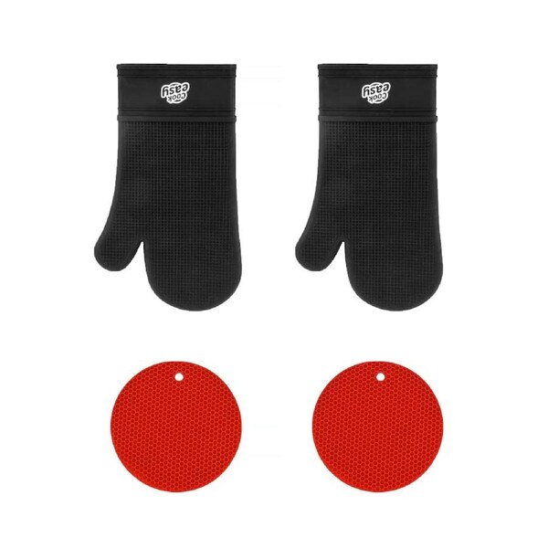 4 Pcs Silicone Oven Mitt and Multi Purpose Kitchen Heat Pad Insulation Mat