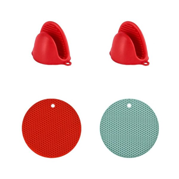 4 Pcs Silicone Grippers and Multi Purpose Kitchen Heat Pad Insulation Mat