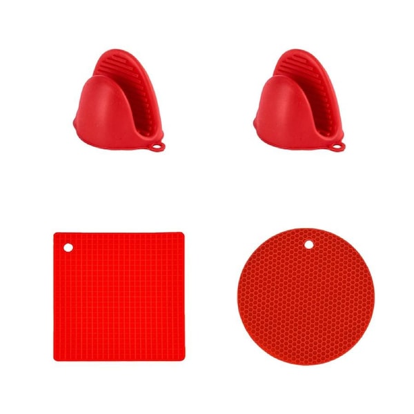 4 Pcs Silicone Grippers / Multi Purpose Kitchen Heat Pad Insulation Mat