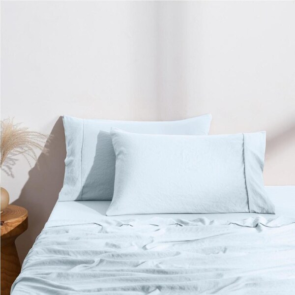 Dreamaker Superfine Washed Microfibre Easy Care Standard Pillowcase Twin Pack Ice Blue