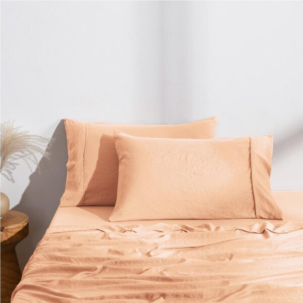 Dreamaker Superfine Washed Microfibre Easy Care Standard Pillowcase Twin Pack Peach