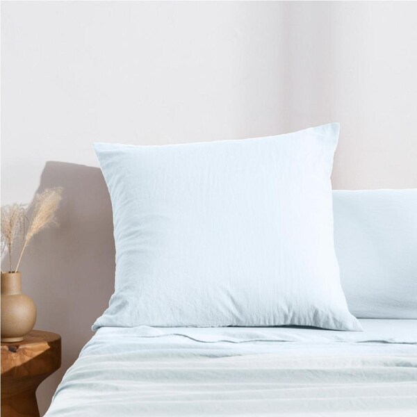 Dreamaker Superfine Washed Microfibre Easy Care European Pillowcase Ice Blue