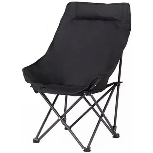 Moon Chair High Back Reclining Portable Camping Fishing Seat Beach Chair (Black)