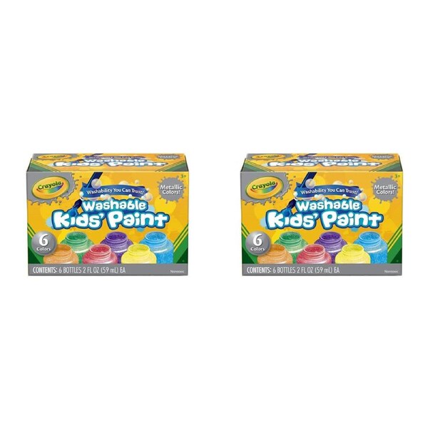 12pc Crayola Kids Crafts/Arts Metallic Colours Washable Non-Toxic Paint 59ml 3+
