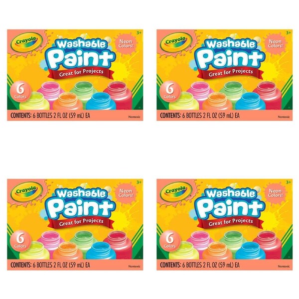 24pc Crayola Kids/Childrens Art/Craft Creative Washable Colour Paint Neon 36m+
