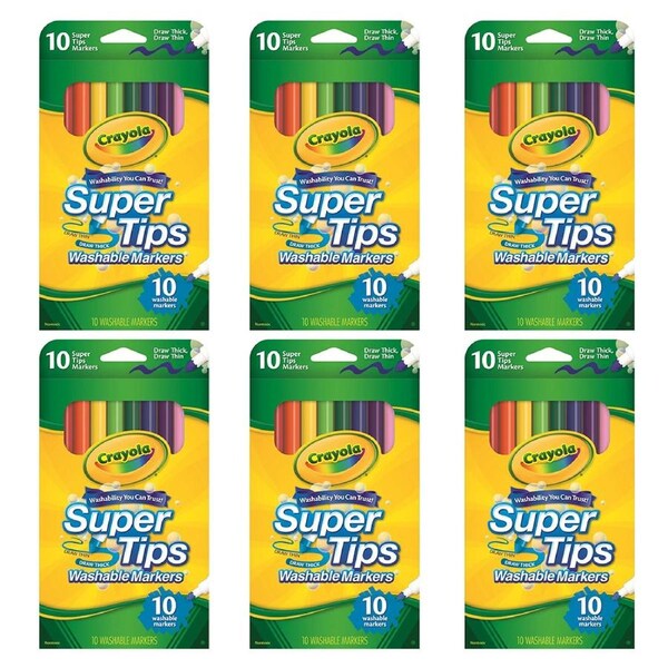 60pc Crayola Super Tips Washable Colouring Markers Art/Craft Kids/Children 4y+