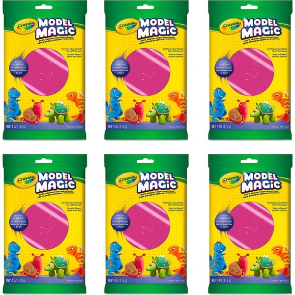 6x Crayola Kids/Childrens Model Magic Squishy Material 113gms Raspberry 36m+
