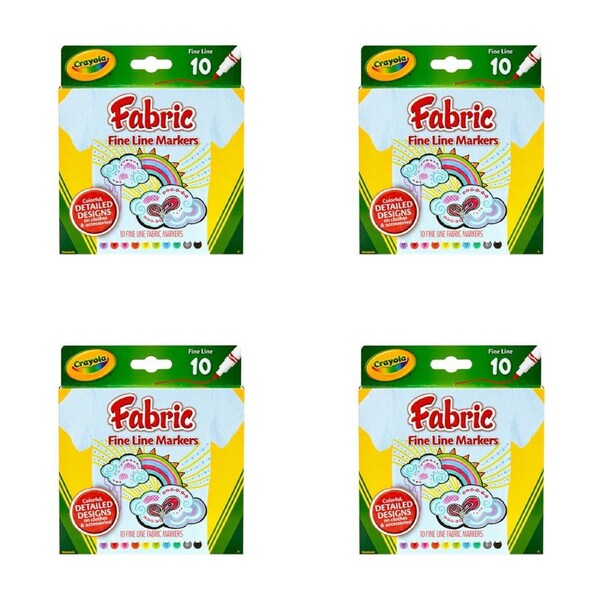 4x 10pc Crayola Kids/Childrens Creative Fabric/Clothing Colouring Markers 36m+