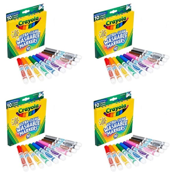 40pc Crayola Ultra Clean Classic Colours Washable Broad Line Markers For Kids 4+